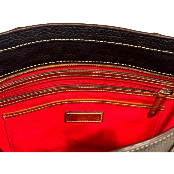 DOONEY & BOURKE LEXINGTON Black Brown Pebbled Leather Shoulder Tote Purse Bag - Picture 8 of 12